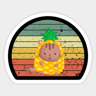 Vintage Pineapple and Cat Lover Sticker